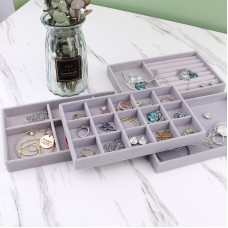 HEPORS Sophisticated Grey Jewelry Organizer Display with Multiple Sections for Optimal Jewelry Storage and Protection